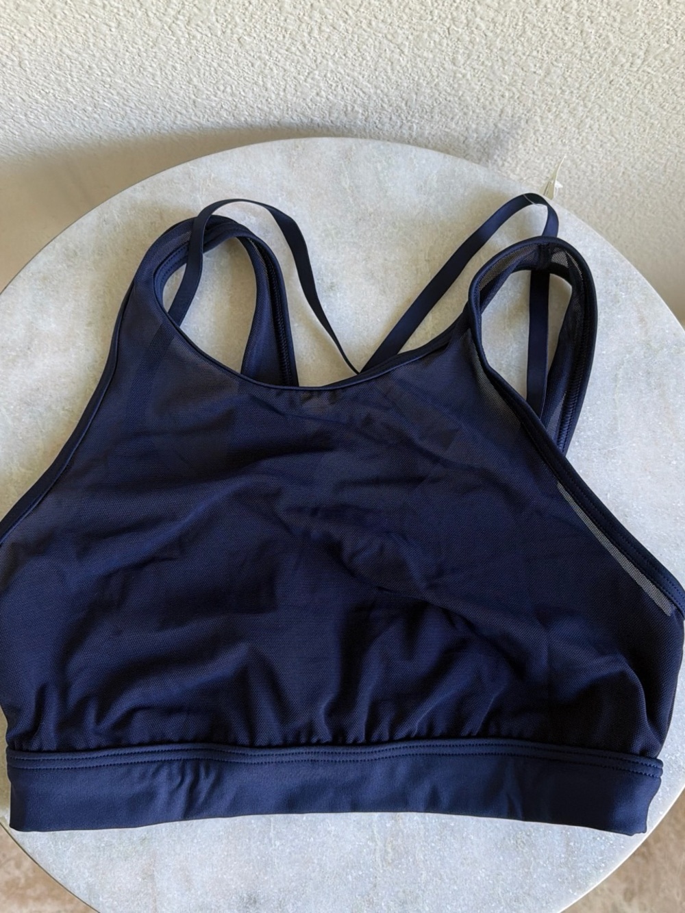 aerie Navy High Neck Strappy Sports Bra